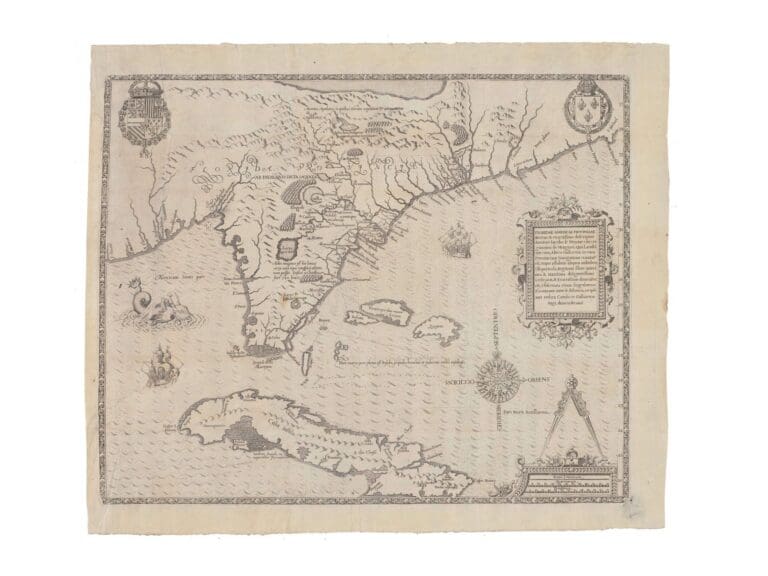 Jacques le Moyne de Morgues map of Florida and Cuba, published 1591.