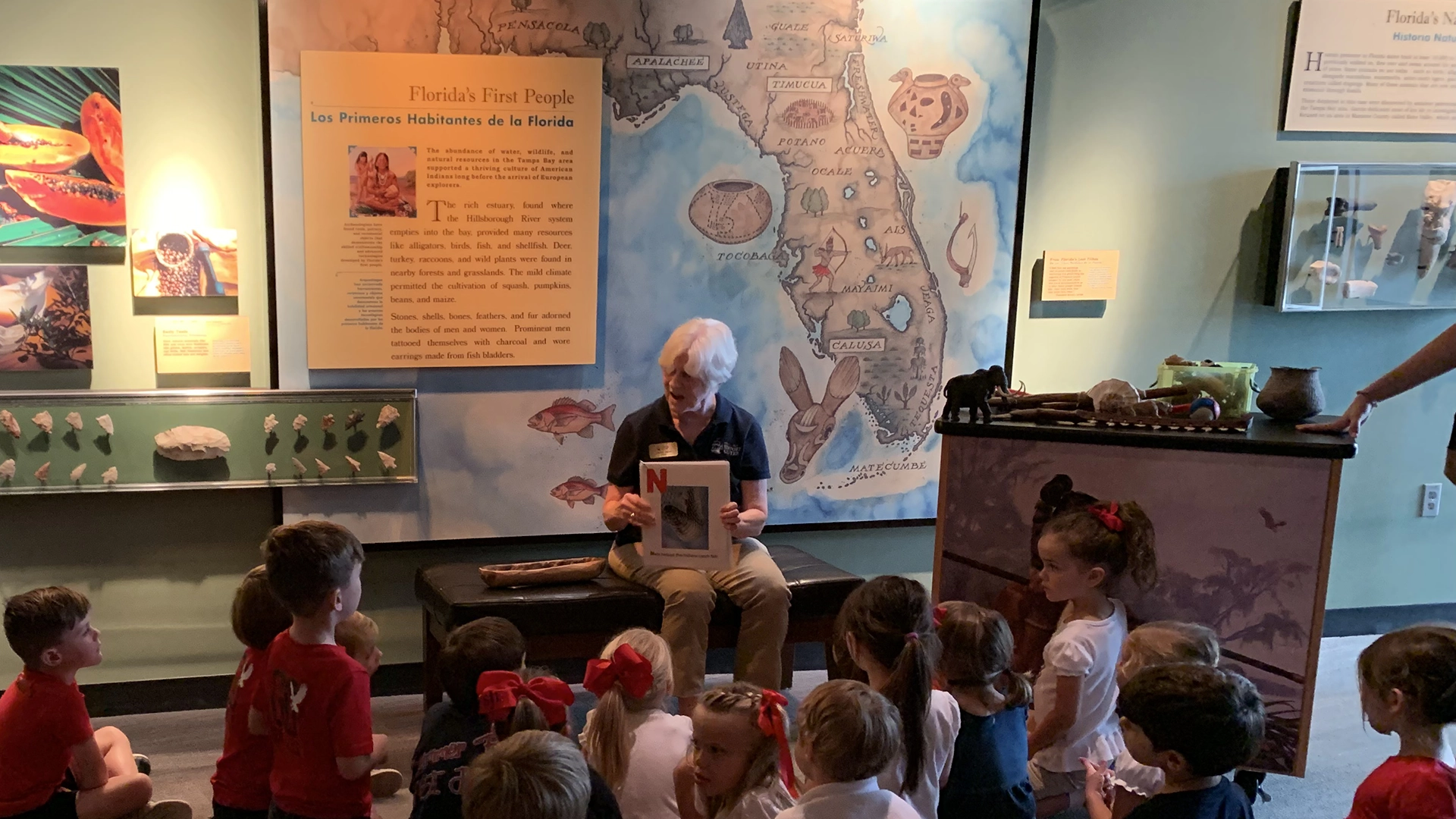 Tiny Tours with docent in Florida's First People exhibit